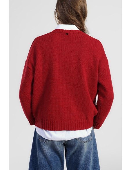 Pull à col rond imprimé avec nœud et pois Dixie