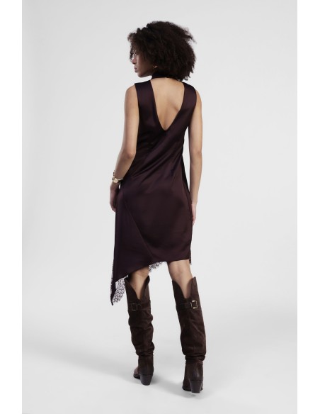 Robe sans manches à col montant et bordure en dentelle Dixie