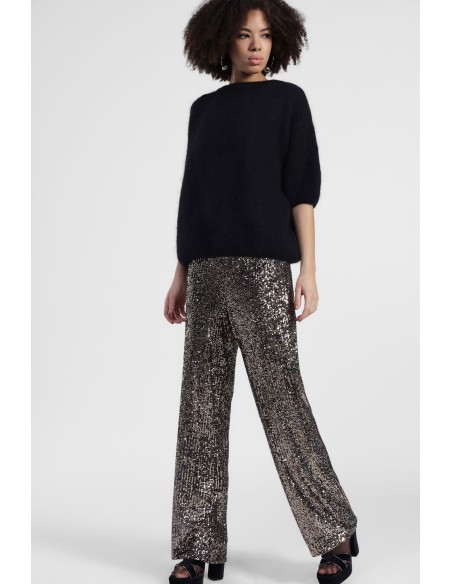Pantalon palazzo entièrement recouvert de paillettes Dixie