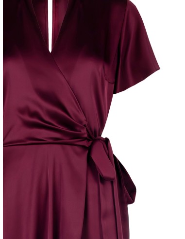 Robe longue en satin à col en V et taille nouée Rinascimento
