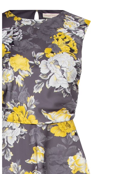 Rinascimento Flower Satin Short Sleeveless Dress
