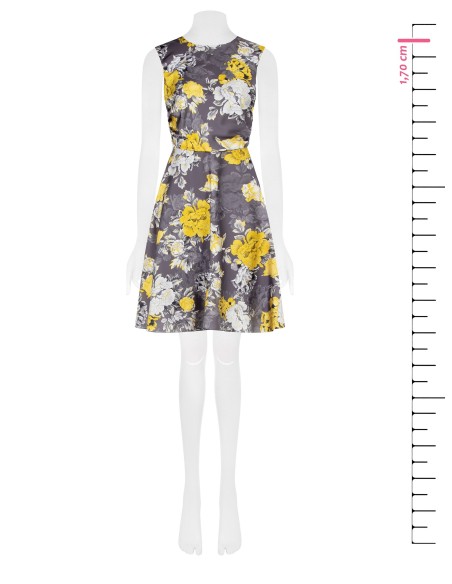 Rinascimento Flower Satin Short Sleeveless Dress