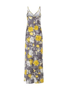Lange satijnen slipdress met bloemenprint Rinascimento 2