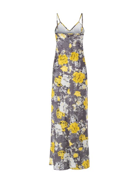 Lange satijnen slipdress met bloemenprint Rinascimento
