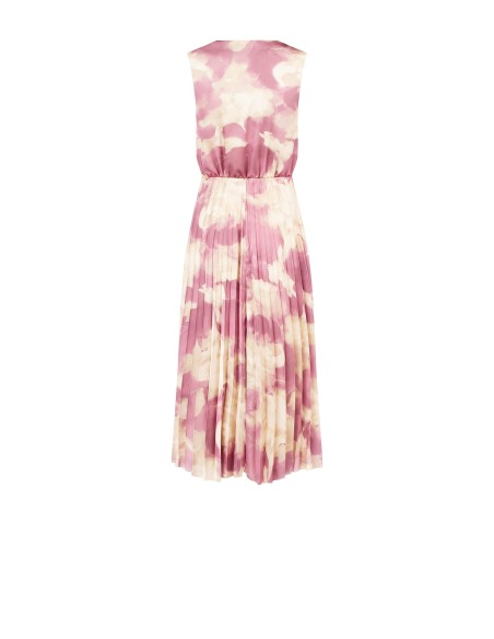 Robe midi en satin plissé avec col en V croisé Rinascimento