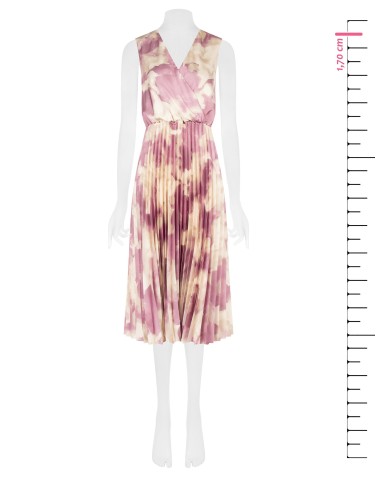 Robe midi en satin plissé avec col en V croisé Rinascimento