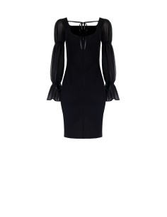 Robe tube courte en crêpe scuba avec manches en géorgette Rinascimento 2