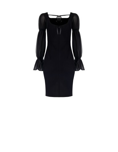 Robe tube courte en crêpe scuba avec manches en géorgette Rinascimento