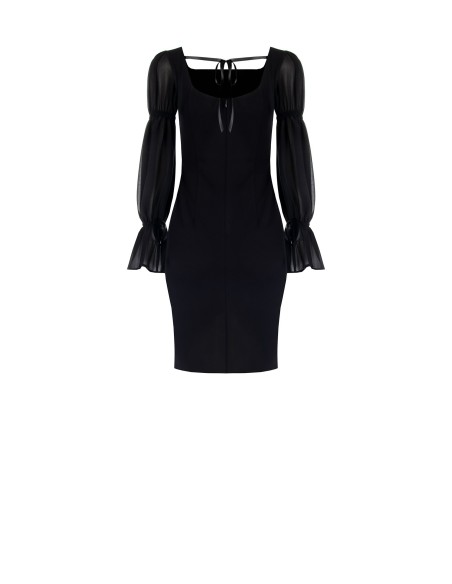 Robe tube courte en crêpe scuba avec manches en géorgette Rinascimento