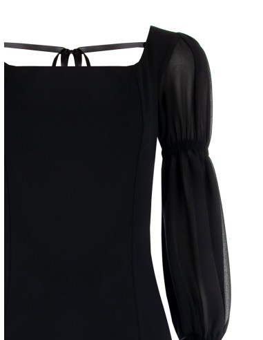 Robe tube courte en crêpe scuba avec manches en géorgette Rinascimento