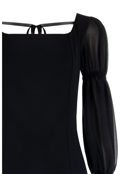 Robe tube courte en crêpe scuba avec manches en géorgette Rinascimento