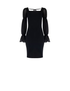 Robe tube courte en crêpe scuba avec manches en géorgette Rinascimento