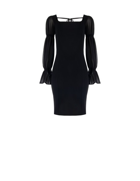 Robe tube courte en crêpe scuba avec manches en géorgette Rinascimento
