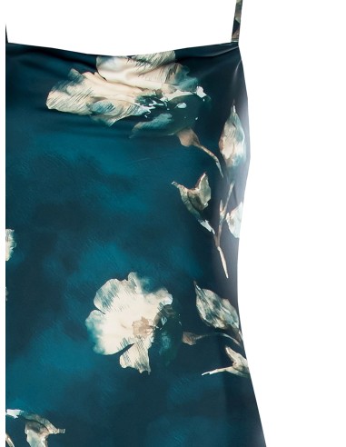 Lange zeemeerminjurk van satijn met bloemenprint van Rinascimento