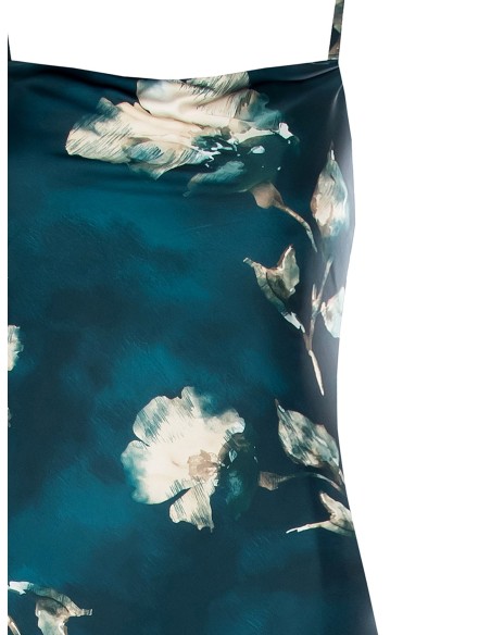 Rinascimento Flower Satin Mermaid Long Dress
