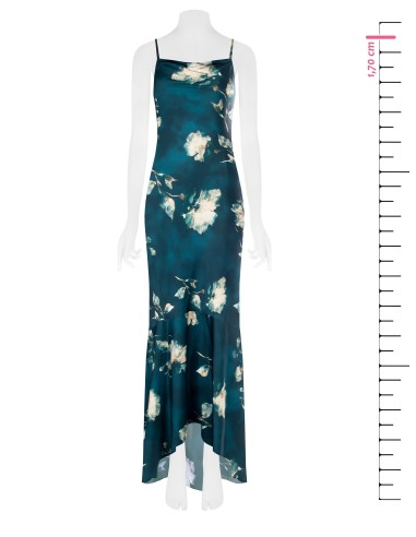 Lange zeemeerminjurk van satijn met bloemenprint van Rinascimento
