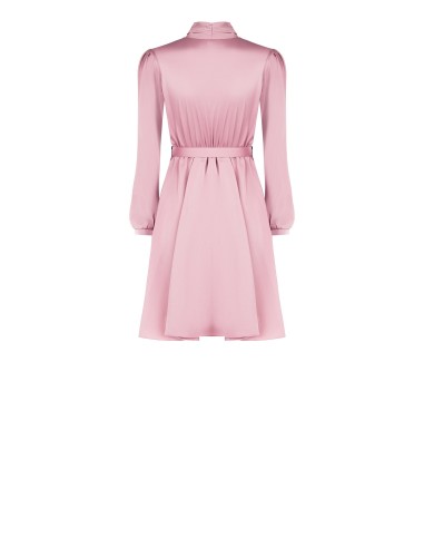 Robe courte en satin avec ceinture rigide à logo et nœud papillon Rinascimento