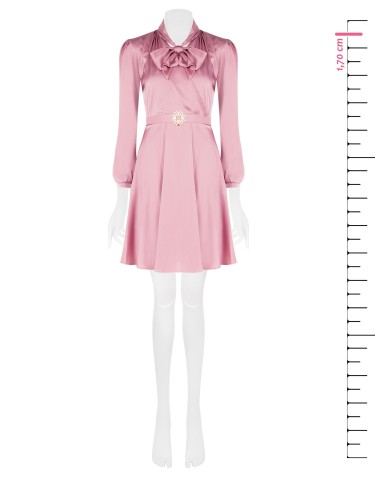 Robe courte en satin avec ceinture rigide à logo et nœud papillon Rinascimento