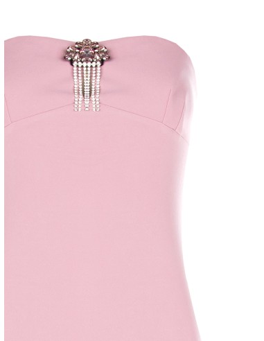 Longue robe sirène en crêpe de scuba avec broche Rinascimento ornée de bijoux