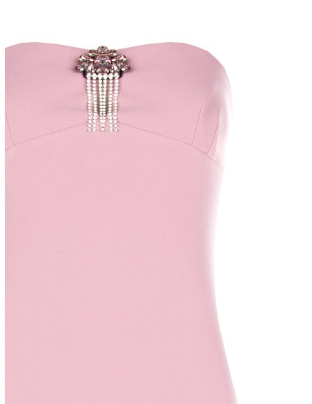 Longue robe sirène en crêpe de scuba avec broche Rinascimento ornée de bijoux