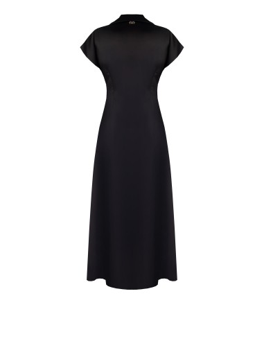 Robe longue en satin avec col en V drapé Rinascimento