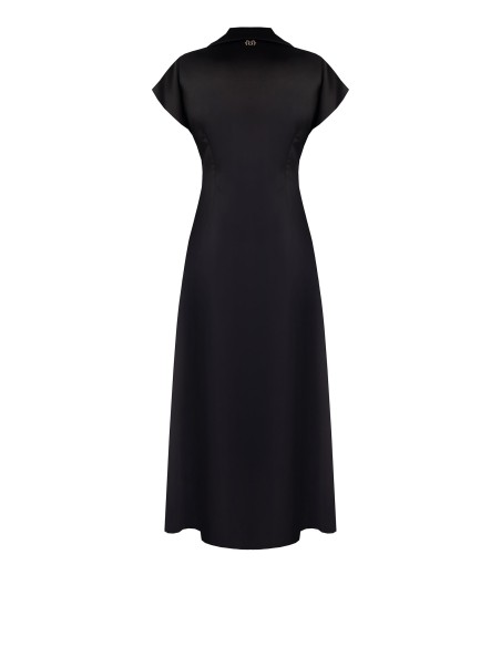 Robe longue en satin avec col en V drapé Rinascimento