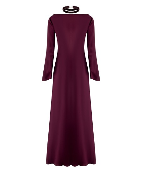 Robe longue fluide en satin à manches 3/4 Rinascimento