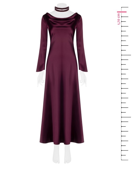 Robe longue fluide en satin à manches 3/4 Rinascimento