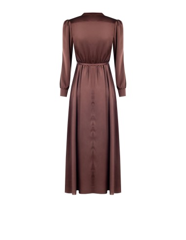 Robe longue évasée en satin avec ceinture assortie et pendentif logo Rinascimento