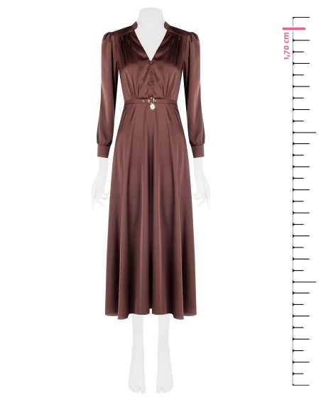 Robe longue évasée en satin avec ceinture assortie et pendentif logo Rinascimento
