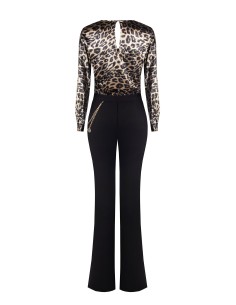 Wijde jumpsuit van glitterfluweel met dubbele V-hals en zakken – Rinascimento 2