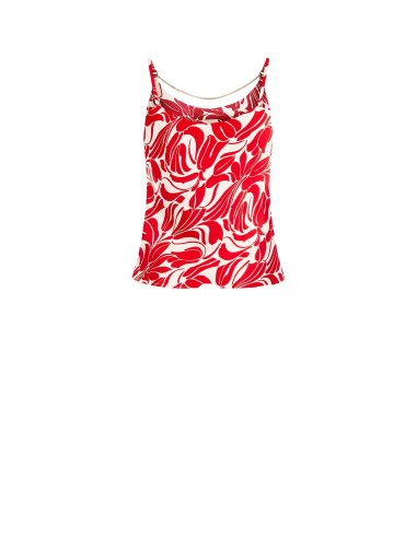 Top en satin imprimé avec chaînes Rinascimento
