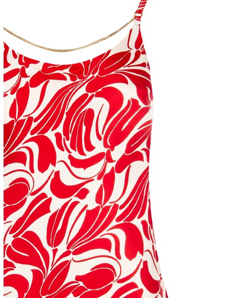 Top en satin imprimé avec chaînes Rinascimento