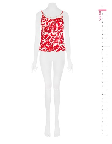 Top en satin imprimé avec chaînes Rinascimento