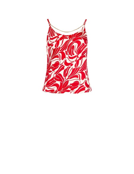Top en satin imprimé avec chaînes Rinascimento