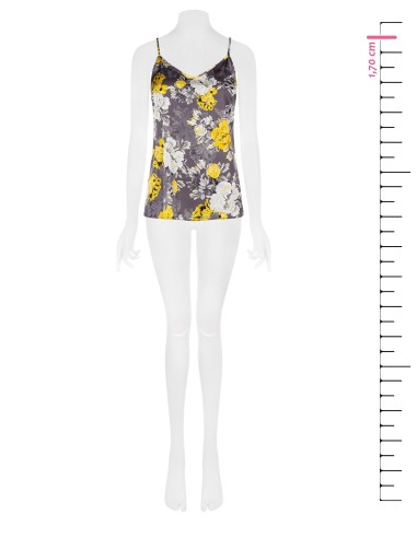 Top cintré en satin à fleurs Rinascimento