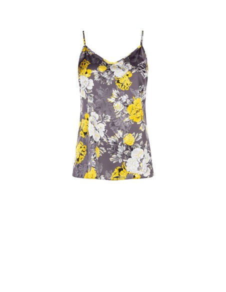 Top cintré en satin à fleurs Rinascimento