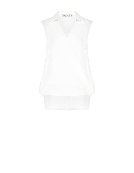 Top ample asymétrique en satin avec encolure bénitier et débardeur intégré Rinascimento