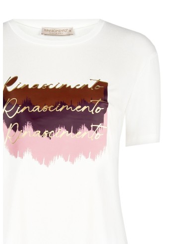 T-shirt regular en viscose avec imprimé logo Rinascimento