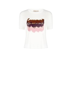 Regular viscose T-shirt met Rinascimento-logo-opdruk