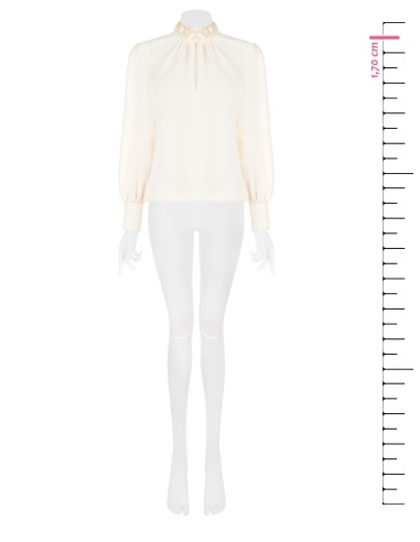 Ruime en soepelvallende blouse van mat satijn met een met maxi-pailletten bedekte kraag Rinascimento