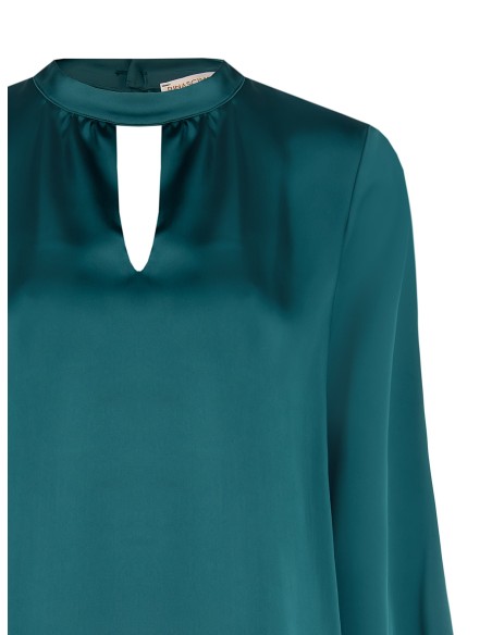 Ruime A-lijnblouse van satijn met kleine V-hals Rinascimento