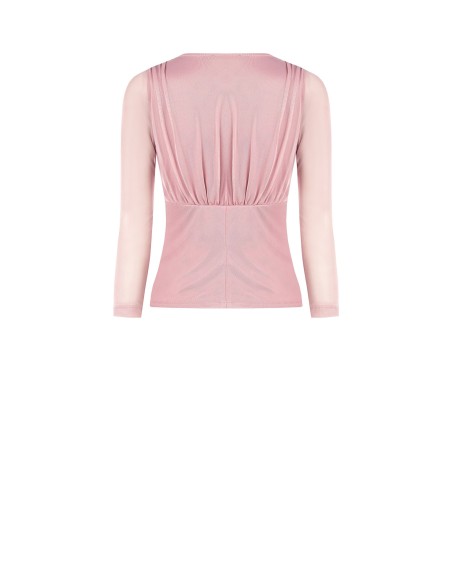 Getailleerde blouse van elastische tule met gekruiste V-hals Rinascimento