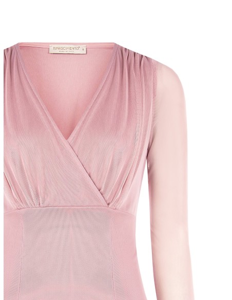 Getailleerde blouse van elastische tule met gekruiste V-hals Rinascimento