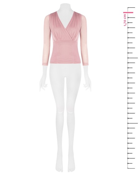Getailleerde blouse van elastische tule met gekruiste V-hals Rinascimento