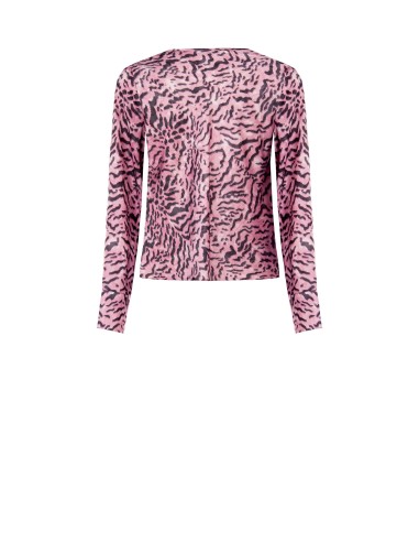 Ruime satijnen blouse met dierenprint en gedrapeerde halslijn van Rinascimento