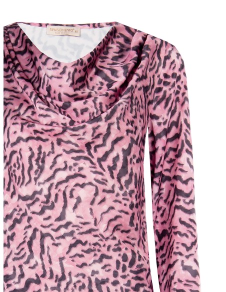 Animalier - Chemisier large en satin à encolure drapée Rinascimento