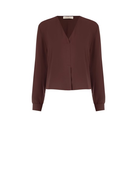 Ruime en soepel vallende satijnen blouse met V-hals van Rinascimento