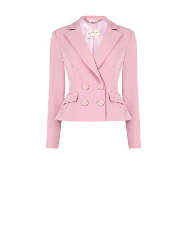 Veste blazer courte cintrée croisée en tissu technique Rinascimento