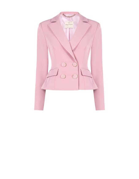 Veste blazer courte cintrée croisée en tissu technique Rinascimento